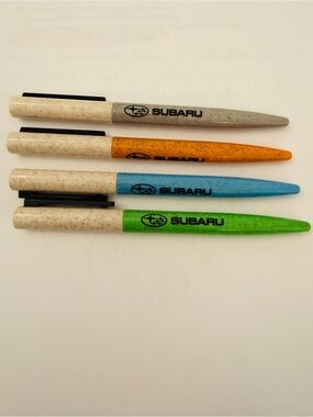 Lot of 4 promotional Eco Ballpoint pens Speckled Recycled Plastic Black ink